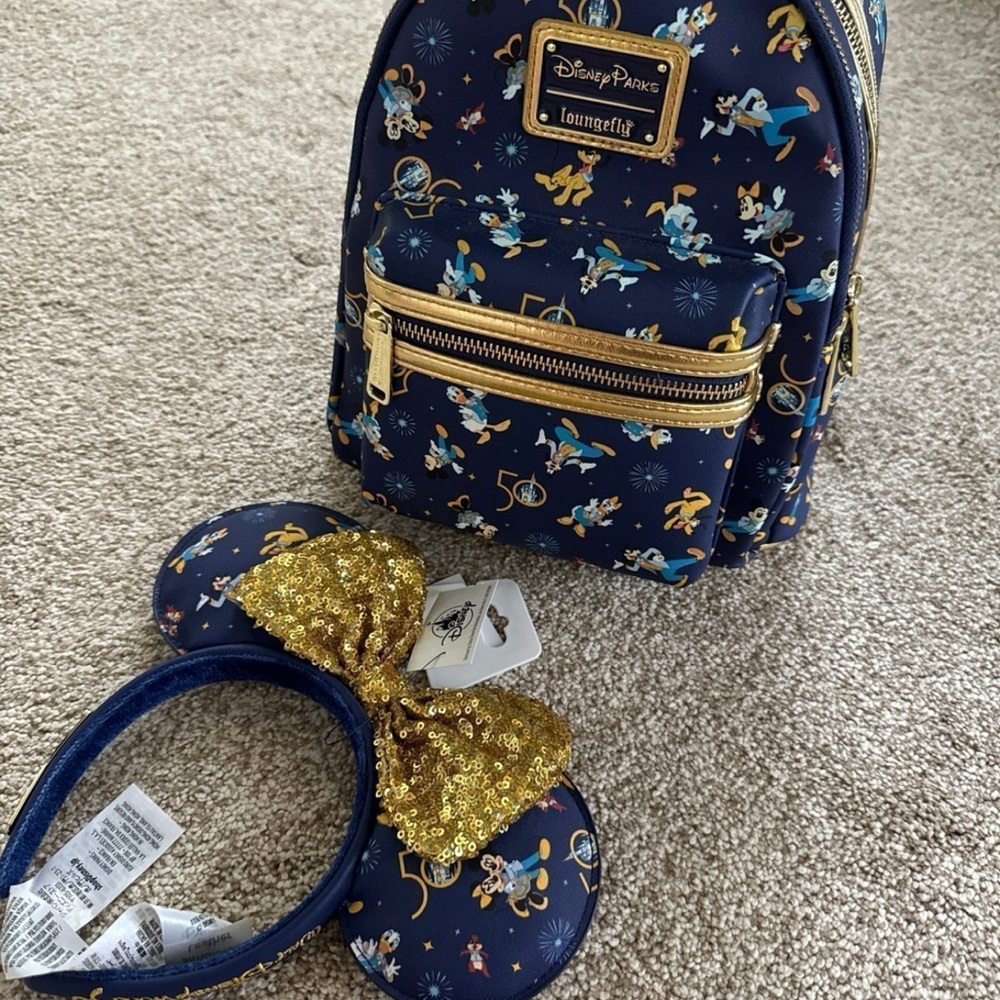 Disney loungefly 50th anniversary backpack & ears